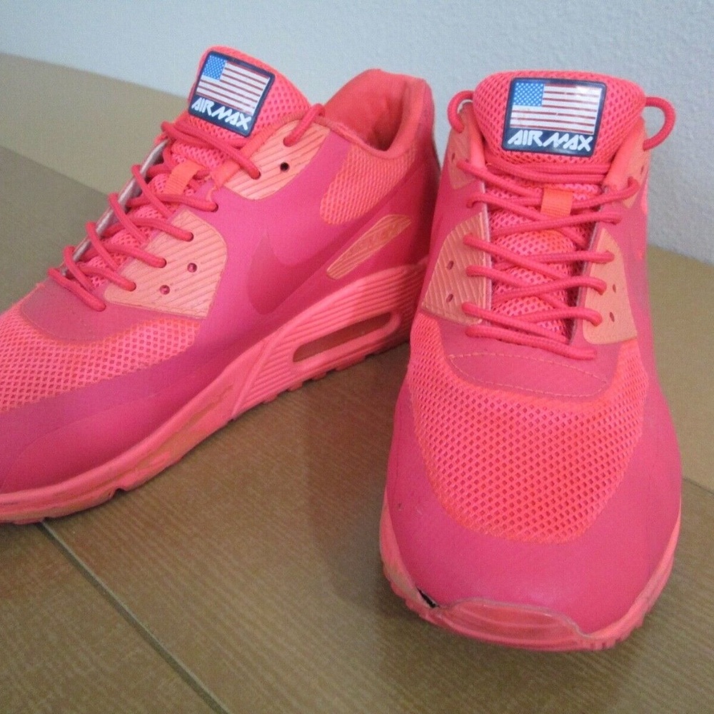 Nike Air Max 90 Hyperfuse Independence Day Solar Red Pink 454446-600 Mens US 9.5